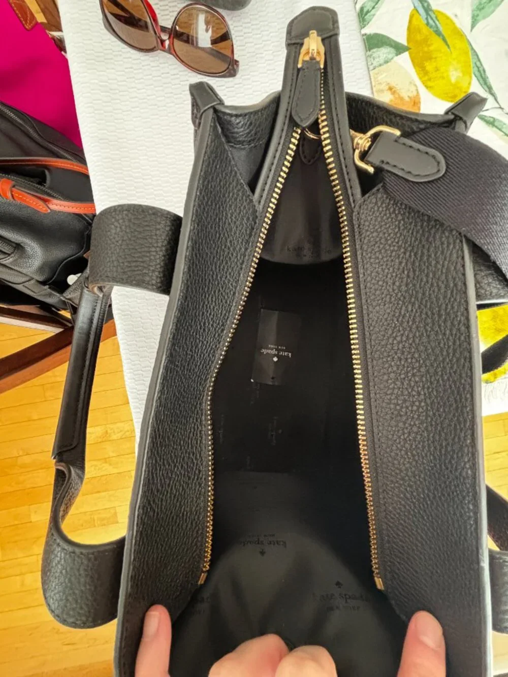 Kate Spade New York Kip Pebbled Black Leather Small Tote - Picture 6 of 11
